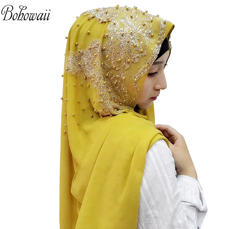  24 Colors Sequins Diamonds Jersey Hijab Scarf Shawl Abaya Headscarf Turbantes Handkerchief Long Chi