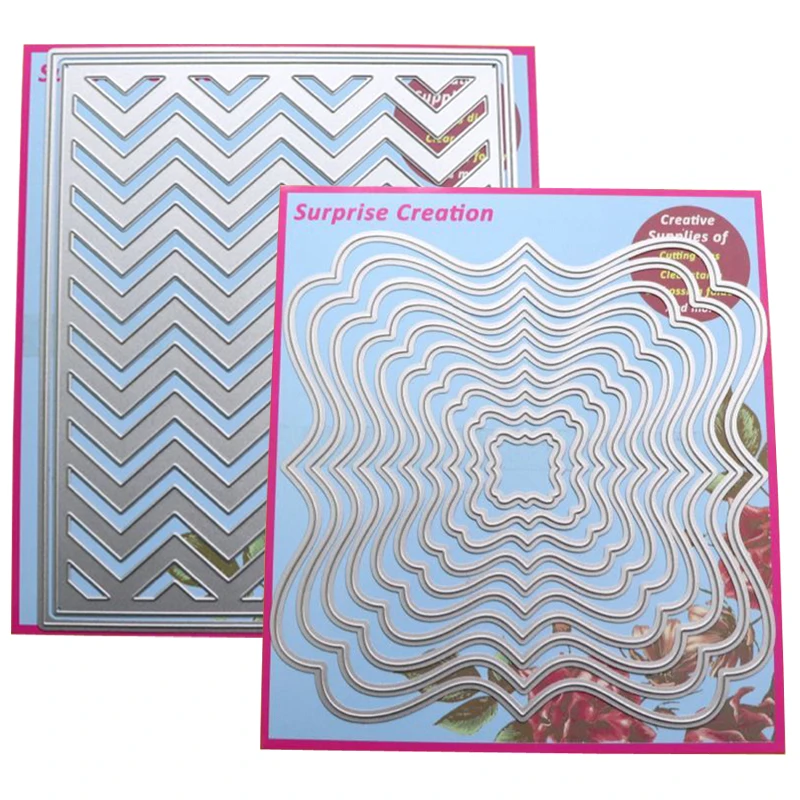 

Surprise Creation 2-Set Cutting dies Wave Square & Chevron Cardmaking & Scrapbooking DIY Craft stencil