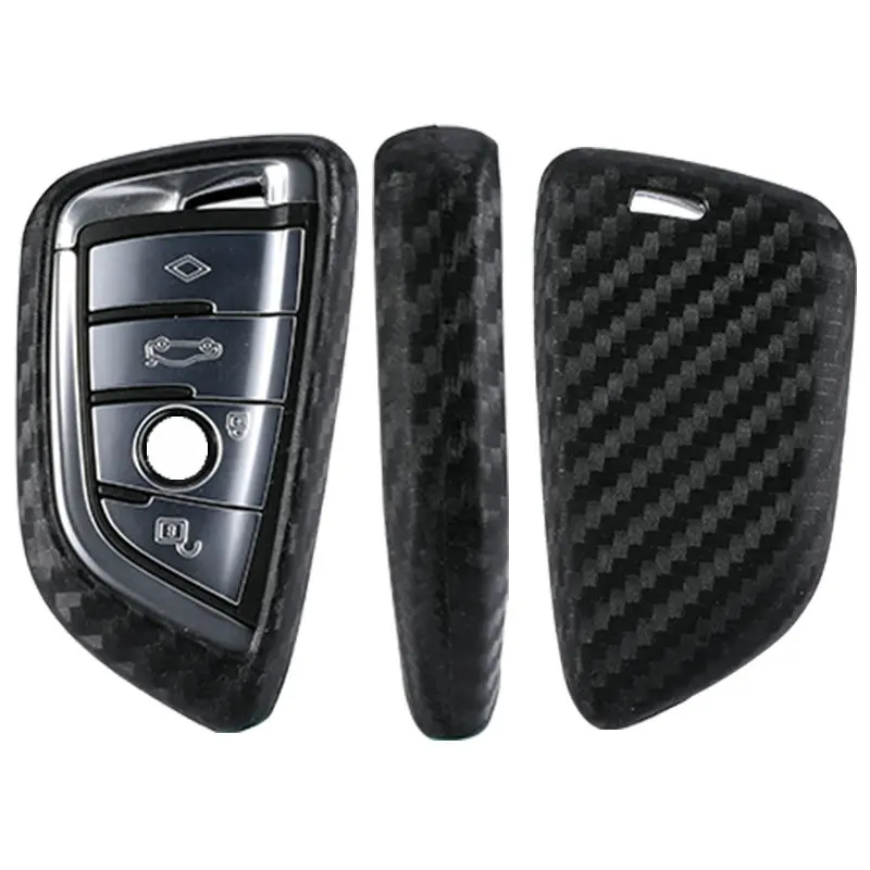 

Carbon Fiber TPU Car Key Case Cover For BMW 1 2 5 7 Series X1 X3 X4 X5 F15 F48 X6 218i Hand-Woven Keyring Keychain Holder Shell