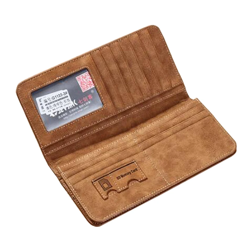 

Scrub Men Wallets Long Leather Vintage Male Purse Wallet Card Holder Purse For Men Walet