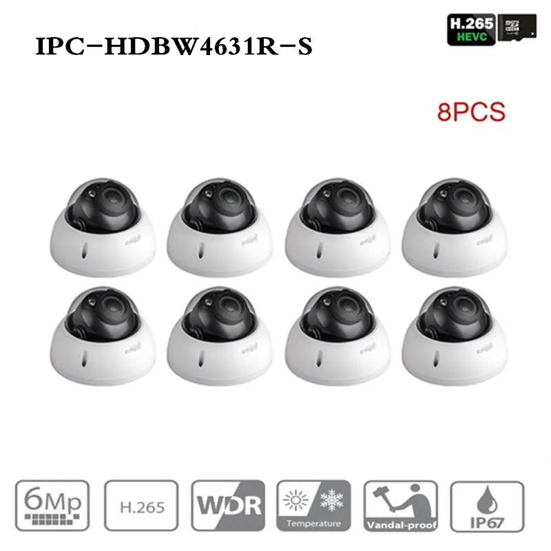 

DH Security IP Camera IPC-HDBW4631R-S 8Pcs/lot Upgrade from IPC-HDBW4431R-S 6MP POE SD Card slot Security CCTV Camera IK10
