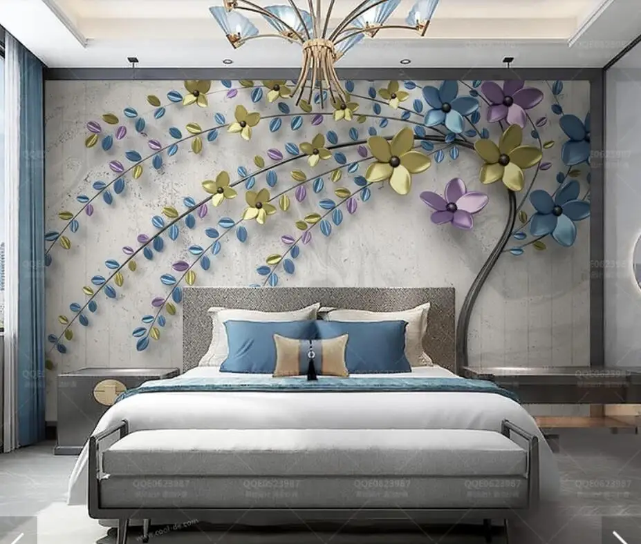 

Винтажные тисненые металлические обои с цветами, 3d обои, Детская бумажная роспись, красочные цветочные настенные наклейки