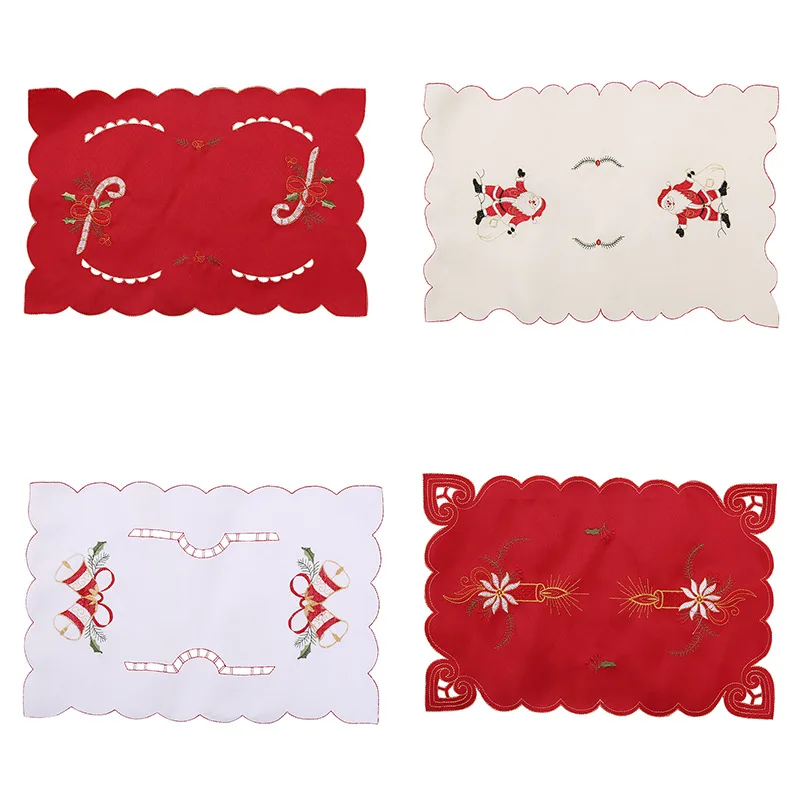 Smiry 43x28cm Embroidery Table Mats Christmas Decoration Santa Clause