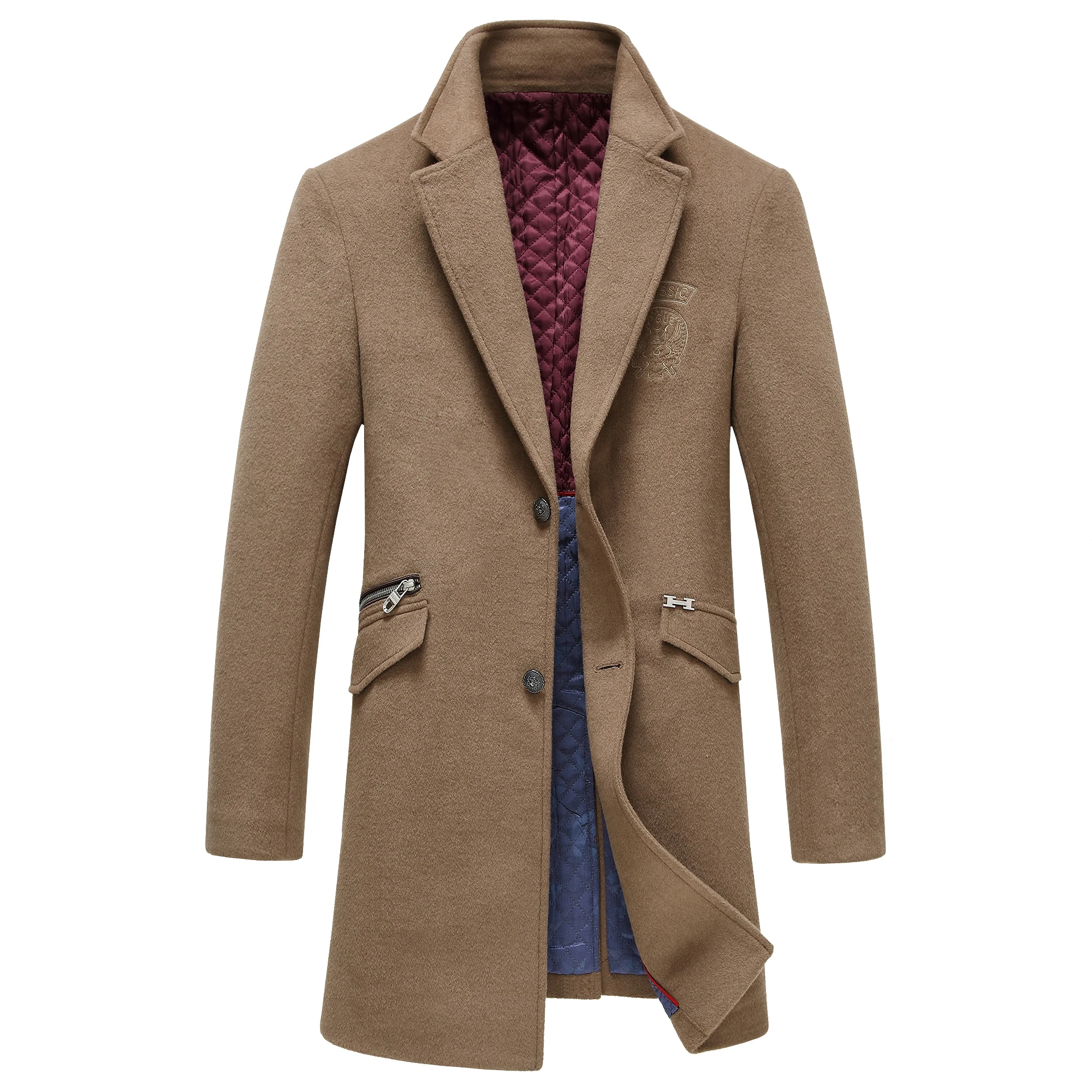 Woolen Overcoats for Men Superior Quality Fashion Brand Jacket Long