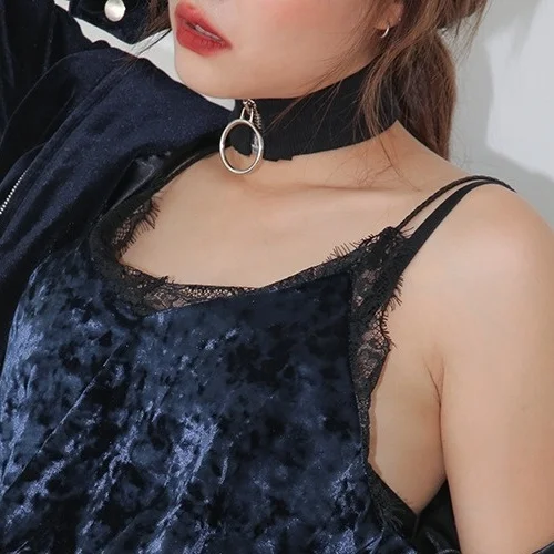 

2017 Punk Black Pendant Choker Necklace For Women Circle Chokers Necklaces Funky Personality collares collier Girls Accessories