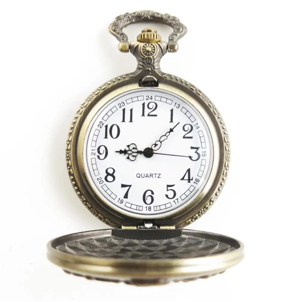 Золотая рыбка резной винтажный антикварный Круглый циферблат Кварцевые в стиле стимпанк карманные часы ожерелье кулон часы для мужчин и