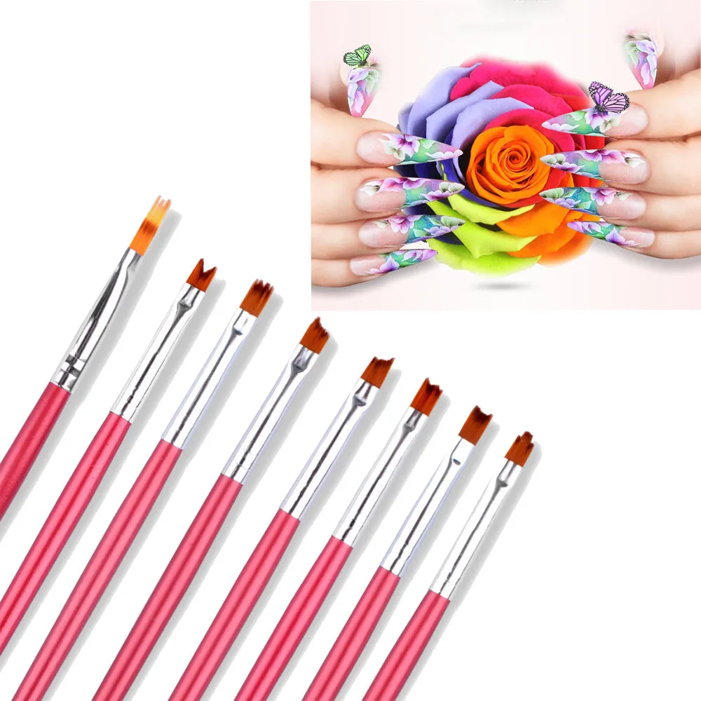 8pcs Nail Brush French Women Fashion Gradient 3D UV Gel Painting Pen