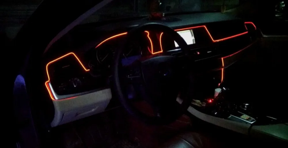 JURUS 1 метр 10 цветов авто украшения автомобиля интерьерные огни EL Wire Rope неоновый свет трубопровод с USB 5 В инвертор автомобиля-Стайлинг
