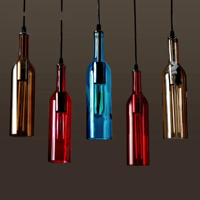 Lámpara nórdica Eusolis botella De vino luces colgantes iluminación del hogar iluminación moderna iluminación Interior Lustres Para Sala De Jantar