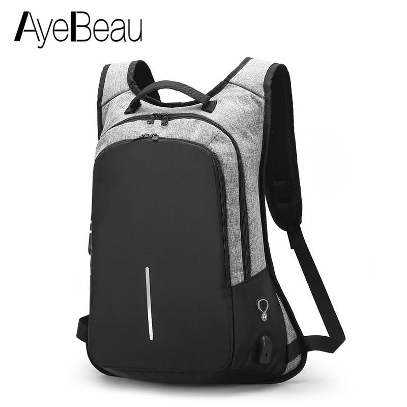 

USB Anti-Theft Nylon Laptop Anti Theft Backpack Male Waterproof Charging For Teenager Man School Bag Schoolbag Bagpack Back Pack