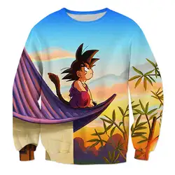 Сон Гоку аниме Crewneck кофты Dragon Ball закат персонаж мультфильма потеет Для мужчин джемпер наряды топы толстовки плюс Размеры 5XL