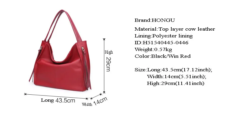 HONGU Trendy Women's Tote Tassel Handbags Girl 100% Genuine Leather Business Bags Ladies Crossbody Shoulder Messenger Bag Zipper      H51540445_06