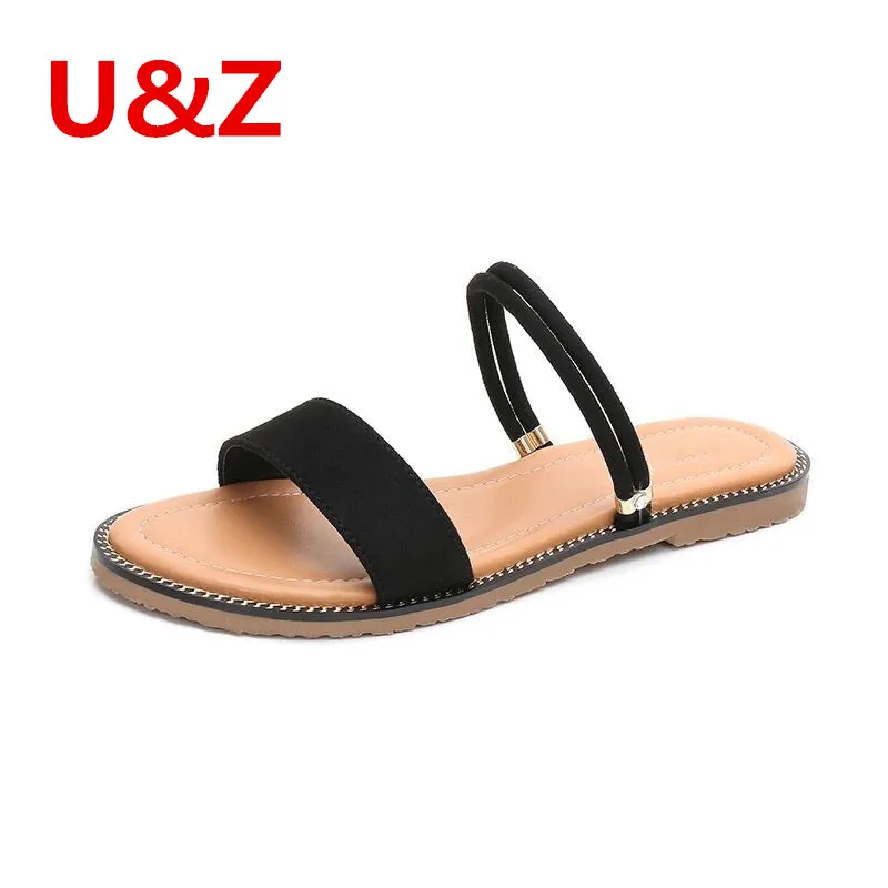 

New Summer women beach sandals Olive Green/Black shoes,Apricot flock beach flats simple style soft slippers Roman shoes sandals