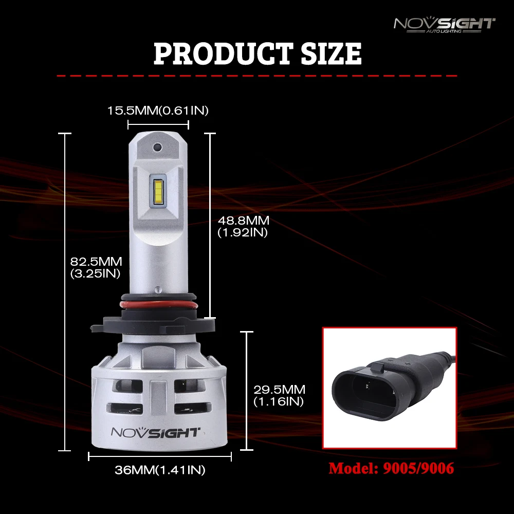 Светодиод Novsight H7, H4, H11, H8, HB3 9005, HB4 9006, светодиодные лампы для авто, 60 Вт, 10000 лм, 12 В, 24 В