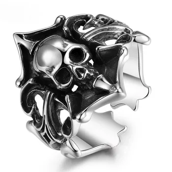 

Solid 925 Silver Skull Ring, Sterling Silver Adjustable Open Ring