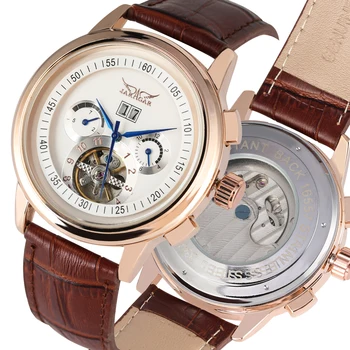 

Mechanical Watch Bronze Leather Band Automatic-self-wind Watches White Arabic Numerals Dial Fashion Timepieces Clock reloj