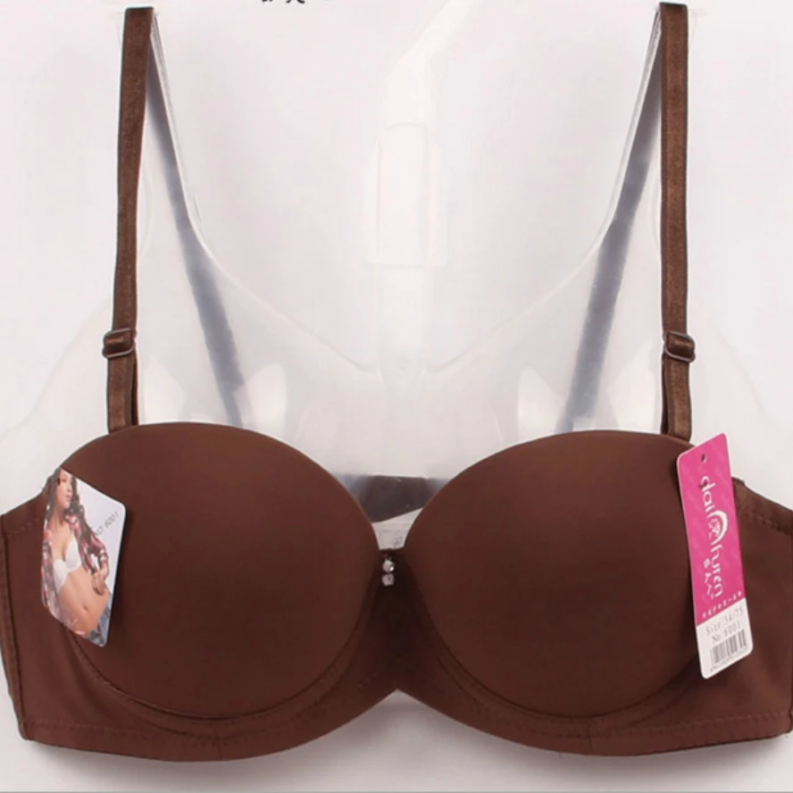 Women Bra Deep U Low Cut Push Up Bra Lingerie Backless Invisible Convertible Bra Backless Cloth Open Cup For Girl Women Gather