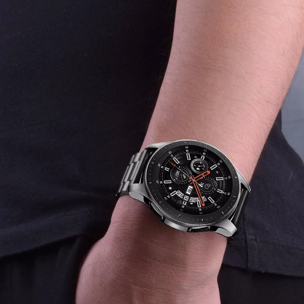 Нержавеющая сталь премиум класса ремешок+ ссылка для снятия samsung Galaxy часы 46 мм Шестерни S3 ремешок на запястье браслет серебристый, черный