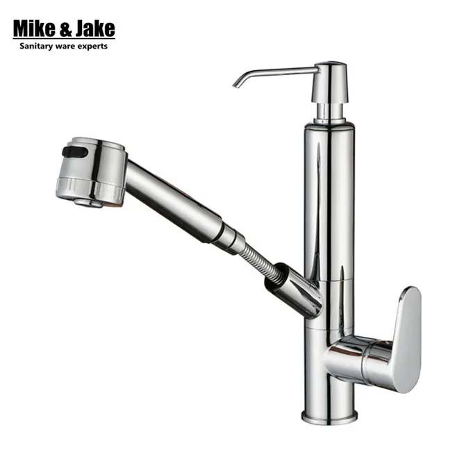 Pull out Kitchen faucet with soap dispenser chorme faucet basin crane 2 in 1 sink soap