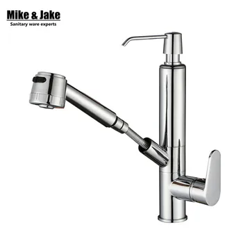 

Pull out Kitchen faucet with soap dispenser chorme faucet basin crane 2 in 1 sink soap dispenser tap soap faucet water mixer