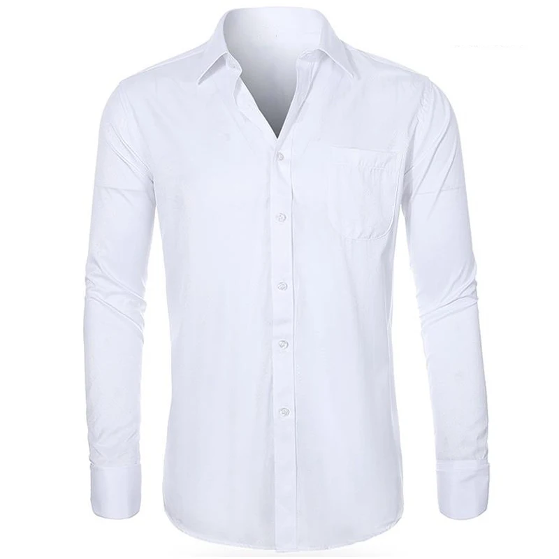 

Plus Size 6XL Big and Tall Mens Dress Shirts High Quality European Style Formal Tuxedo Dress Shirt Man Outfit Streetwear A706