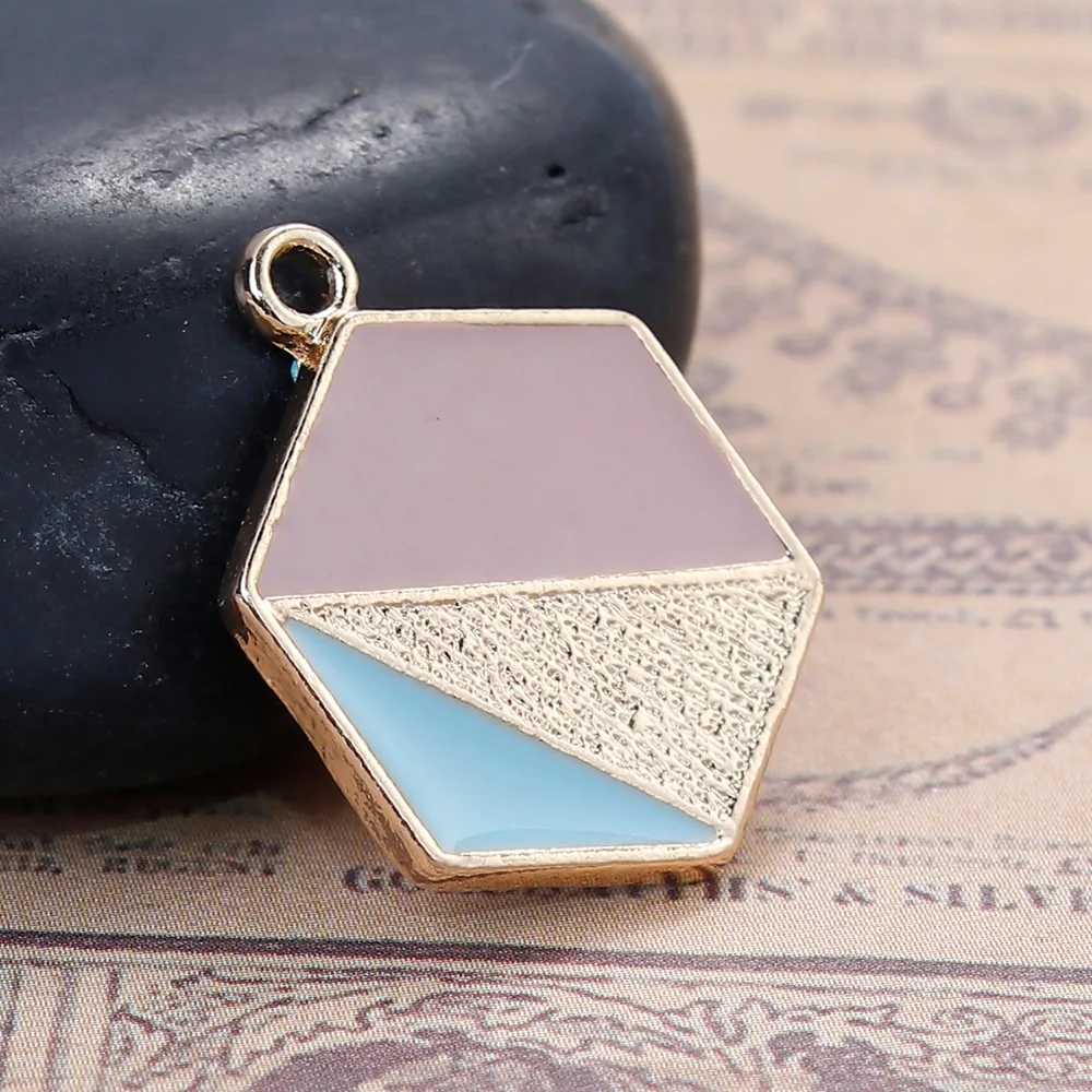 Doreenbeads 5 шт. цинковый сплав на основе шестиугольник Подвески контраст Цвет