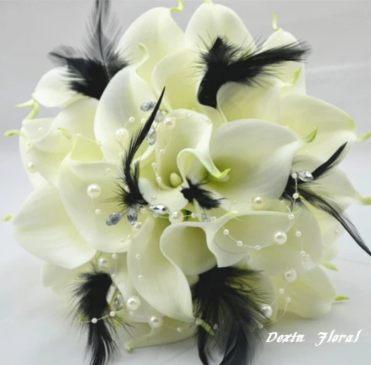 2 pc Calla Lily Mix Color Cristal Blanc Perle Bead Floral Fleur Broche Broche D19