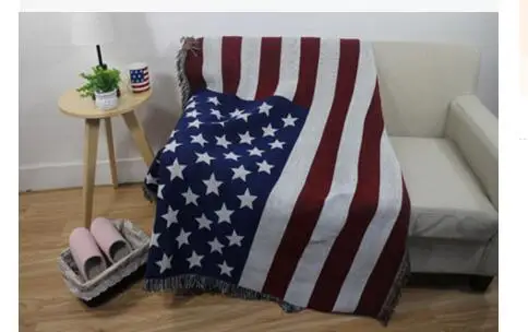 Cotton Jacquard Stars and stripes Blanket Sofa Throw Blanket Tapestry Bedspread Tablecloth soft cover rug living room