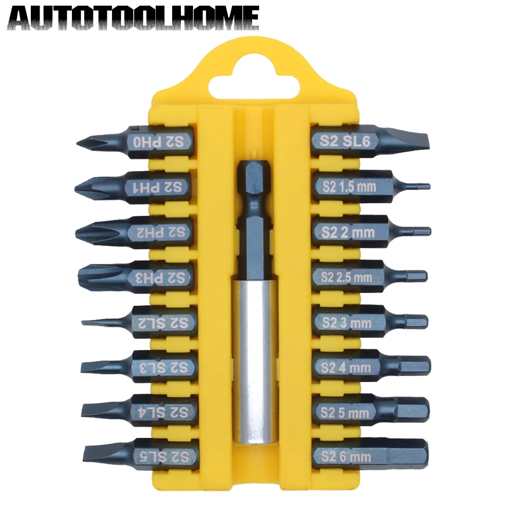 17 шт. защита от вскрытия Phillips, Шестигранник Набор бит магнитный держатель отвертка Биты шестигранные шлицевые отвертки