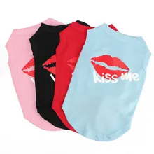 Puppy Summer Clothes Kisses Me Pet Dog Vest T Shirt Lovely Unisex Red Lip Apparel Summer Cotton Cloth 5 Sizes