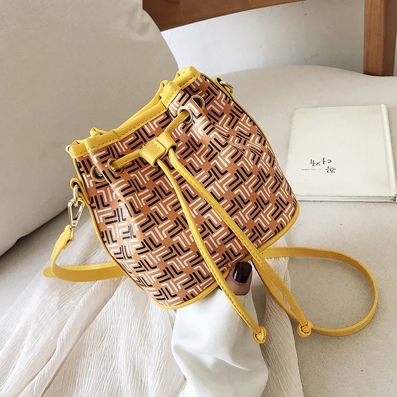 

Female Crossbody Bucket Bag Women 2019 Quality Leather Luxury Handbag Designer Sac A Main Ladies Printing Shoulder Messenger Bag