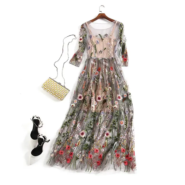 flower embroidered dress