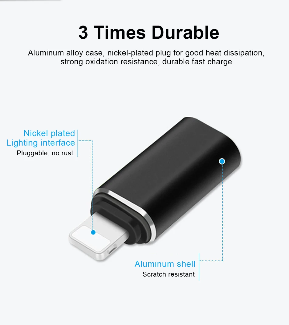 !ACCEZZ Mini USB OTG Adapter Type-C Female To lighting Male For Apple Adapter For iphone X XS XR 8 7 Plus Sync Charger Converter (6)
