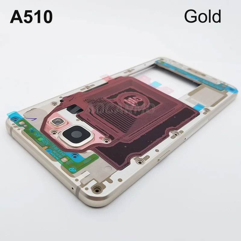 Aocarmo Замена средняя рамка Корпус Шасси с кнопками SIM лоток для samsung A5() A510 A510F - Цвет: Золотистый