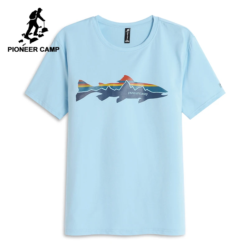 

Pioneer Camp summer fish pattern t-shirt men brand-clothing simple casual T shirt male top quality 100% cotton Tshirt ADT801083