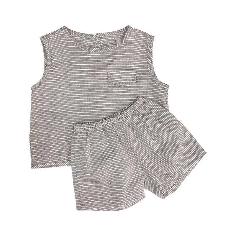 

2019 Summer Girl Tri-Colors Vest Set Baby Children Sleeveless Strip Tops with Short Pant Two Pieces Casusal Cotton Cloth Suit