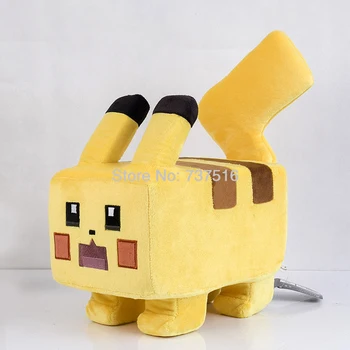 

New Anime Quest Pikachu Plush Doll Toys Square Soft Stuffed Big Face Kids Gift 10.6 inches