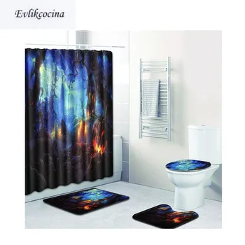 

Free Shipping 4pcs Night Light Pumpkin Banyo Bathroom Carpet Toilet Bath Mats Set Non Slip Pad Tapis Salle De Bain Alfombra Bano