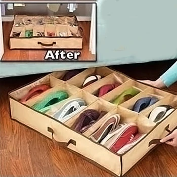 

Best Sale 12 Cases Shoes Storage Organizer Shoes Holder Under Bed Closet Brown