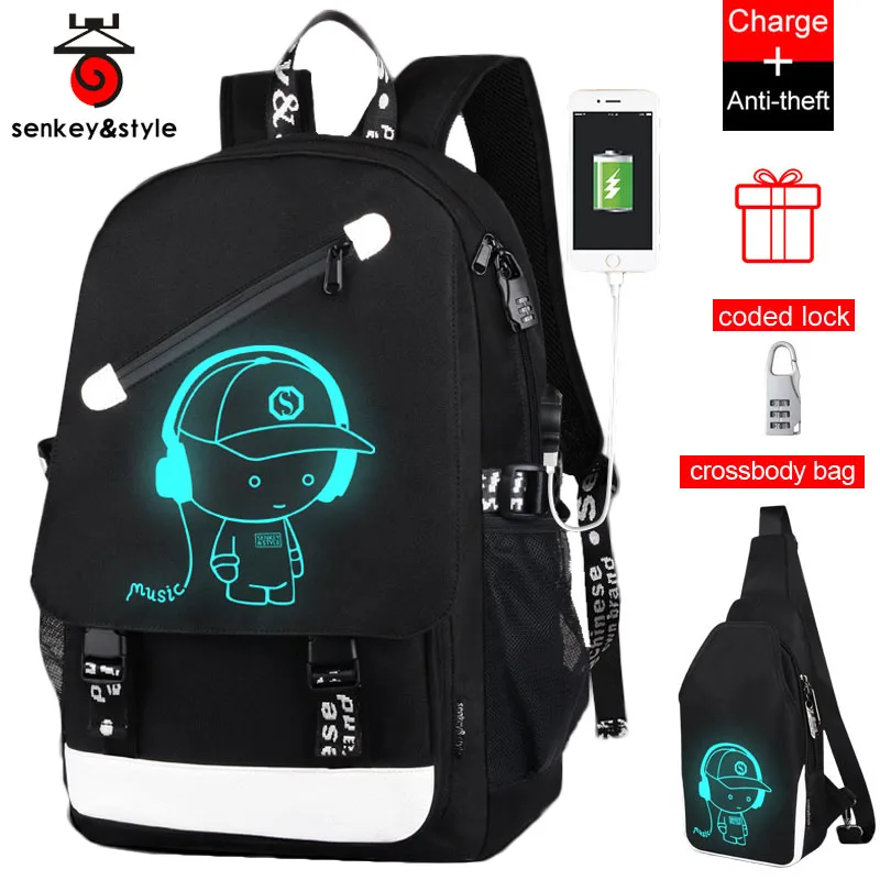 

Back to School Backpack Student Luminous Animation USB Charge Changeover Joint High School Bags Teenager anti-theft backpack