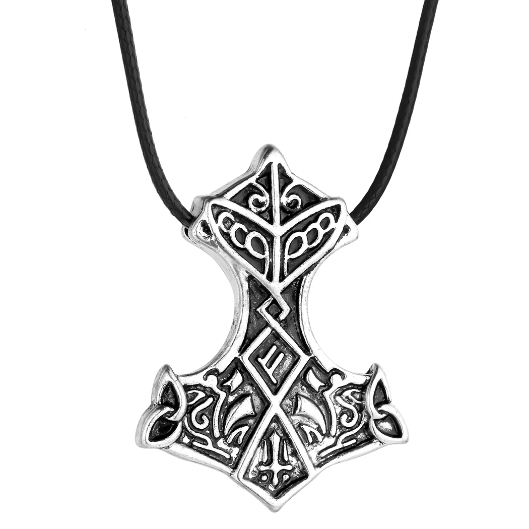 Cxwind – collier pendentif amulette Viking nordique pour homme, amulette avec le nœud du légendaire Viking Odin, pendentif Runes avec marteau, Talisman, bijoux