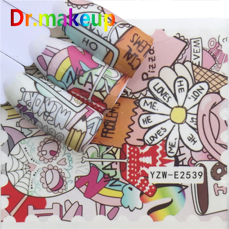 Dr. makeup 1 лист богемные переводные наклейки для ногтей цветок цветные линии