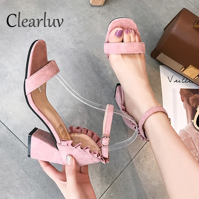 

Women Sandals Plus size 35-40 Strap shoes Sandals Mujer Thick high heels Gladiator Sandals Women Pumps 7CM Gladiator sandals