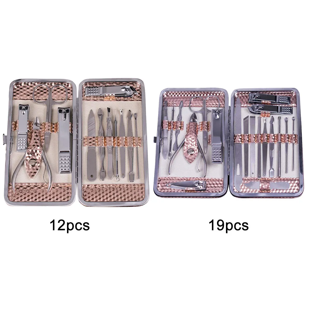 12/19 шт ватные палочки по уходу за ногтями Набор с Чехол Нержавеющая сталь машинки для стрижки ногтей, набор Уход за лошадьми для ногтей Маникюр Педикюр Инструменты NShopping