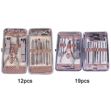 12/19 шт ватные палочки по уходу за ногтями Набор с Чехол Нержавеющая сталь машинки для стрижки ногтей, набор Уход за лошадьми для ногтей Маникюр Педикюр Инструменты NShopping
