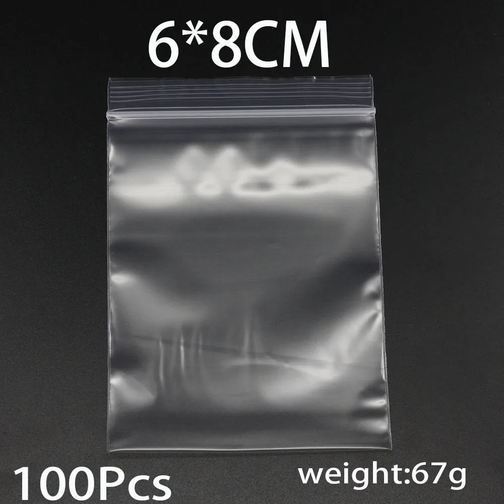 6 x 8cm 100pcs 100 шт./упак. 4*6/5*7/6*8/7*10 оптом толстые Ювелирная упаковка пакет замка застежка-молнии молния и застежка-молния lock закрывающимися Пластик Ясный Поли мешок подарка - Цвет: 6 x 8cm 100pcs