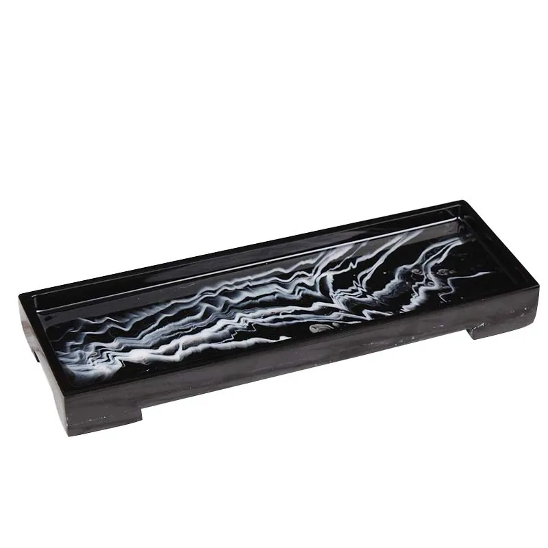 JINSERTA Marbled Storage Tray Resin Jewelry Display Plate Cosmetic Organizer Rectangle Home Restaurant Hotel Serving Tray