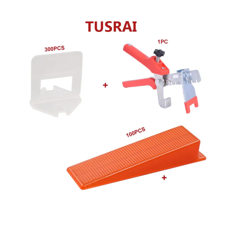 

Tile Leveling System Handy Kit 2mm 3/32" 401pcs Ceramic Wall Floor Leveling Clips 300pcs + Wedges 100pcs + Pliers 1pc TUSRAI