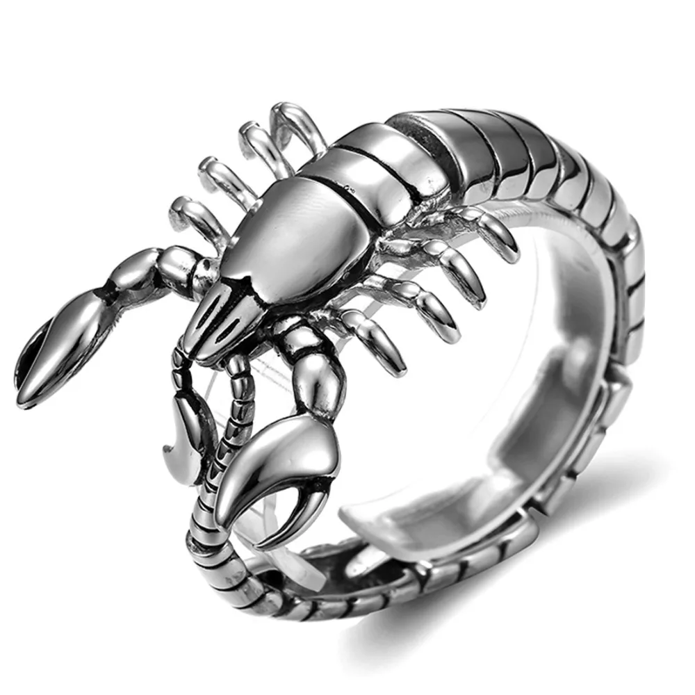 Прохладный Мужской Серебряный Готический стиль нержавеющая сталь браслет-Скорпион браслет 47 мм