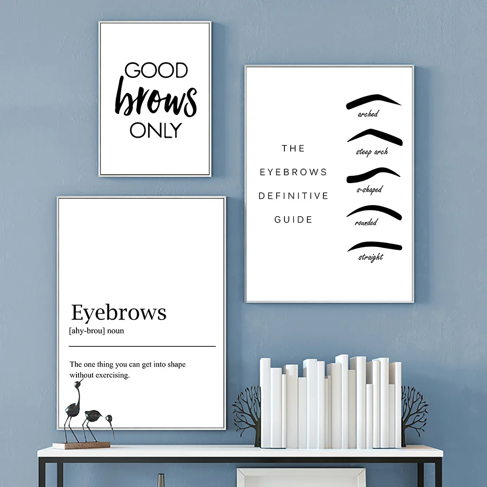 Makeup Canvas Painting Black And White Posters And Prints Eyebrows Poster Make Up Quotes Pictures Beauty Salons Poster Unframed